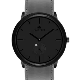 EMPERO Men Brass Dial & Leather Straps Analogue Chronograph Watch EAB303 Black Hands Grey Leather-image-17