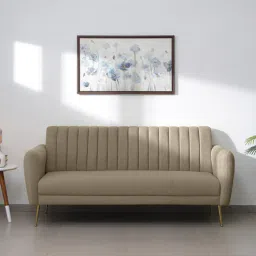 casacraft from pepperfry Fidel Chenille Fabric 3 Seater Sofa in Beige Colour-picture-9