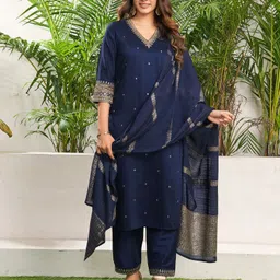 skylee Women Cotton Silk Kurta Pant Dupatta Set-picture-20