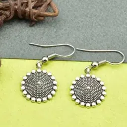 HIGH TRENDZ Girls German Silver-Plated Oxidised Circular Shaped Drop Earrings-15