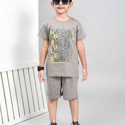 YOUMAA Boys Printed Round Neck Pure Cotton T-Shirt With Shorts-image-46