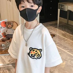 LULU & SKY Boys Printed V-Neck Extended Sleeves Organic Cotton Applique T-shirt-picture-0