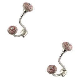 IndianShelf Grey & Pink 2 Pcs Ceramic Wall Hooks-17