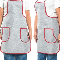 Kuber Industries 2-Pcs Grey Waterproof Apron With Center Pocket-45