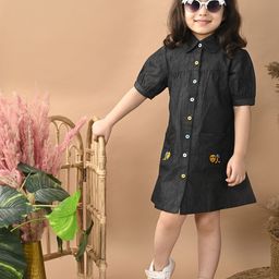 Superminis Floral Denim Shirt Dress-image-91