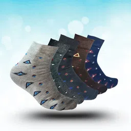 MJE 5-Pcs Patterned Cotton Ankle Length Socks-image-41