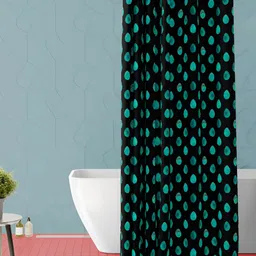 ArtzFolio Black & Teal Geometric Printed Waterproof Shower Curtain-12