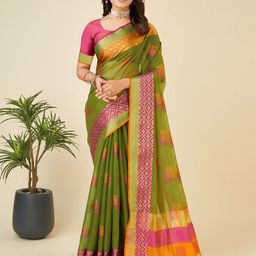 VEDANT VASTRAM Women's Cotton Zari Silk Jacquard Fancy Kanjeevaram Saree-image-55
