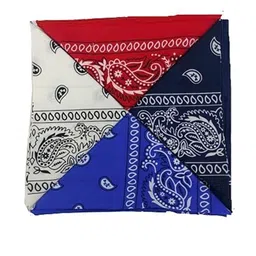 Navkar Crafts Unisex Pack Of 4 Blue White & Red Paisley Printed Cotton Bandana Headbands-picture-1