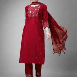 APNISHA Women Ethnic Motifs Embroidered Panelled Sequinned Kurti with Trousers & With Dupatta-picture-56