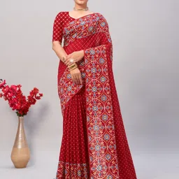 HERE&NOW Ajrak Block Block Print Saree-image-57