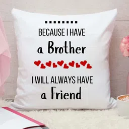 THE QUIRKY HOME White & Black Printed Square-Shaped Rakshabandhan Gift Pre-Filled Cushion-17
