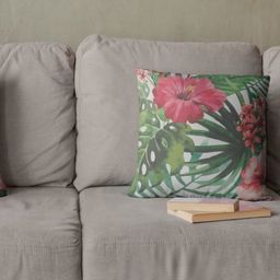 THEYAYACAFE White & Green Set of 2 Floral Velvet Square Cushion Covers-image-13