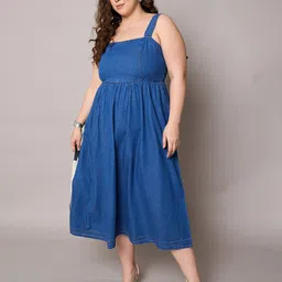 SASSAFRAS Curve Women Fit & Flare Midi Dress-image-27