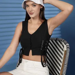 BEING NAUGHTY Cotton Shirt Style Crop Top-picture-48