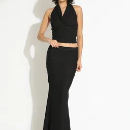 SHOWOFF Women's Black Top and Skirt Co-Ords Set-picture-13