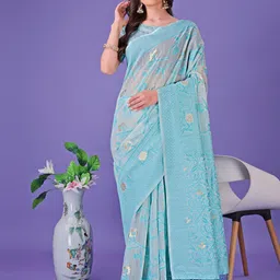 DIVASTRI Woven Design Linen Blend Saree-picture-6
