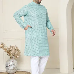 SOJANYA PLUS Men Ethnic Motifs Printed Regular Kurta with Pyjamas image 4