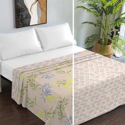 KLOTTHE Beige Floral AC Room 150 GSM Double Bed Dohar-image-61