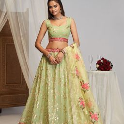 JIHU CULTURE Embellished Semi-Stitched Lehenga & Unstitched Blouse With Dupatta-picture-35