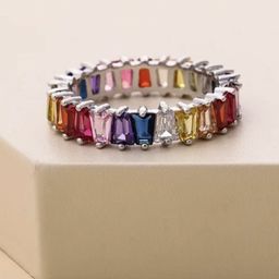 V FASHION JEWELLERY Sliver-Plated Morganite -Studded Finger Ring-image-54