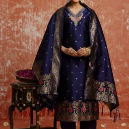 VredeVogel Women Embroidered Regular Kurta with Trousers & With Dupatta-picture-46