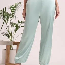AMSWAN Women European Satin Loose Fit Trouser-image-98
