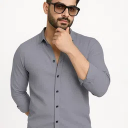 IKON FASHION Men Original Slim Fit Solid Spread Collar Casual Shirt-picture-37