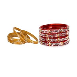 Somil Elegant Combo Glass Bangle Set | Handmade Traditional Chudi For Women | Perfect For Daily & Occasion Use, Combo of 2 Set, Yellow, Red-image-51