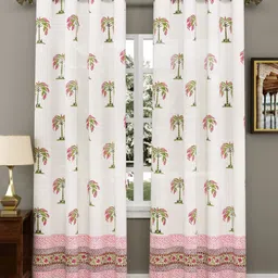 Myntra Elegant Homes Pink & White Set of 2 Ethnic Motifs Door Curtain-image-32