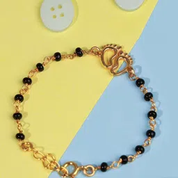 Elegante kids Sterling Silver Gold-Plated Artificial Beaded Link Nazariya Bracelet-image-4