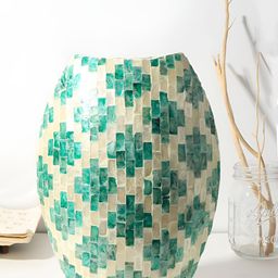 HABERE INDIA Blue & Beige Printed Oval Flower Vases-image-79