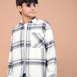 Crimsoune Club Boys Classic Slim Fit Opaque Checked Casual Shirt-image-80