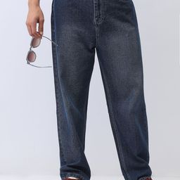 Urbano Fashion Men Blue Loose Baggy Fit Washed Jeans Non-Stretchable-image-93