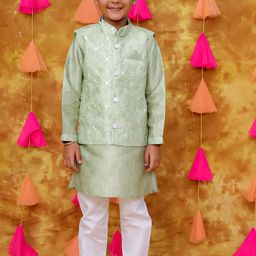 KID1 Boys Embroidered Regular Mirror Work Kurta with Pyjamas-7