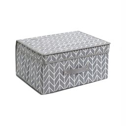 HomeStorie Grey & White Printed Canvas Storage Organiser - Large-image-58