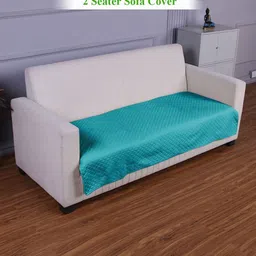 HOKIPO Teal Polyester 1 Piece Sofa Cover-11