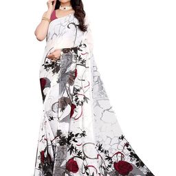 HERE&NOW Floral Poly Georgette Saree-image-77