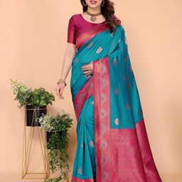 Vastravatika Ethnic Motifs Woven Design Zari Kanjeevaram Saree-picture-14