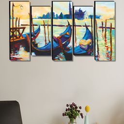Myntra Elegant Homes Blue & Orange 5 Pieces Canvas Other Wall Paintings-picture-32