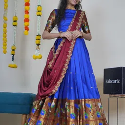 Fabcartz Semi-Stitched Lehenga & Unstitched Blouse With Dupatta-image-59