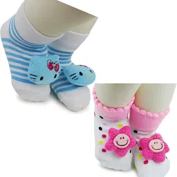 NESKA MODA Kids-Unisex Set Of 2 Ankle Length Cotton Socks-83
