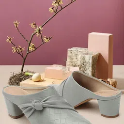 Smart & Sleek Women Woven Design 2 Inches Block Sandals with Bow-picture-10