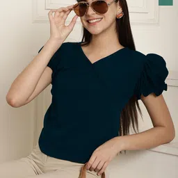 MetronautPack of 2 Women Puff Sleeves Peplum Top-46