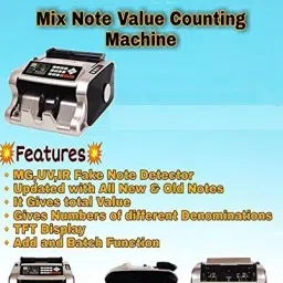 Security Store Mix Value Compatible with Old & New INR- 10, 20, 50,100,200, 500 & 2000 Notes Counting Machine with Fake Note Detector || 1 Year Off site Warranty || (TFT Display) Note Counting Machine image 5