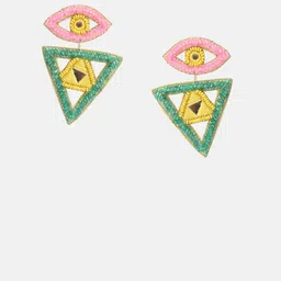 BITCH PLZZ ACCESSORIES Artificial Beaded Triangular Drop Earrings image 3