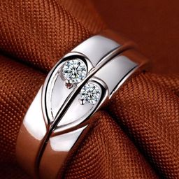 Nilu's Collection Set Of 2 925 Sterling Silver CZ-Studded Couple Adjustable Finger Rings-image-101