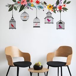 Myntra Elegant Homes Black & Green Birds Printed Wall Stickers-image-78