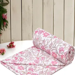 RRC Pink & White Floral Printed Microfiber Cotton Double Duvet Cover-2.28 m X 2.54 m-picture-48