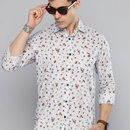 Mufti Slim Fit Floral Printed Pure Cotton Casual Shirt-picture-7